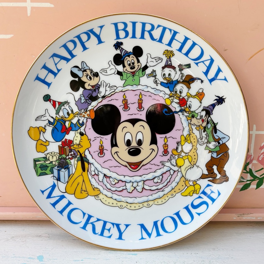 Retro Happy Birthday Mickey Mouse 50th Walt Disney Decorative Plate